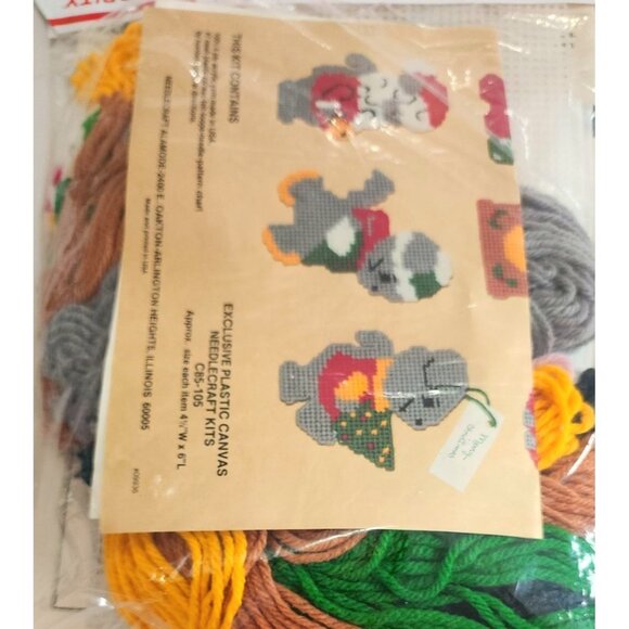 Needlepoint By Numbers Xmas Mice Set Of Six Gift Tag/Ornaments Exclusive Plastic - Picture 3 of 10